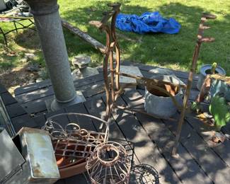Yard Art and Marble Pedestal 