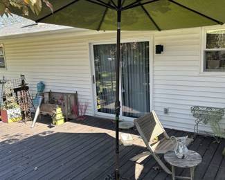 Large Umbrella with Cast Iron Stand