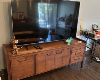 LG 65” Television and Mid Century Credenza 