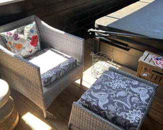 Outdoor Chair and Ottoman with Cushions 