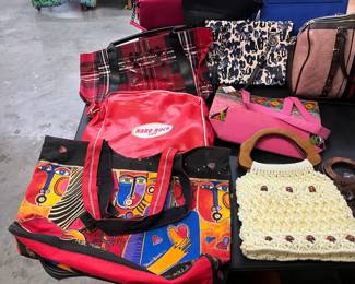Assorted Name Brand Purses / Handbags / Bags / Clutches / Wallets: Hard Rock Cafe * Victoria Secret * Ann Klein * Laurel Burch
