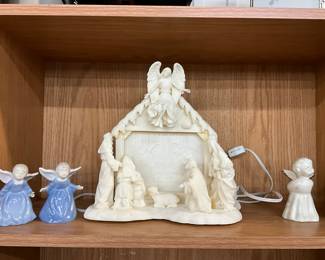 Porcelain Angel Figurines - Mark Klaus Illuminated Holy Night Lithopane Manger