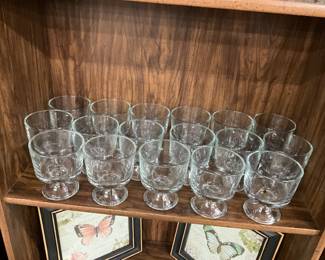 Pressed Glass Footed Dessert Fruit Custard Cups