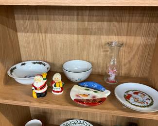 Christmas Themed Bowls & Plates - Santa & Mrs Santa Salt & Pepper Shakers -Reindeer Milk Bottle