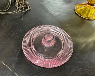 Pink Depression Glass Candle Holder