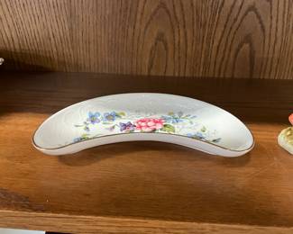 Crown Fine Bone China Crescent Dish Staffordshire England Chelsea Manor Pattern
