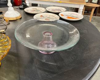 Anchor Hocking Pink Glass Cake Stand