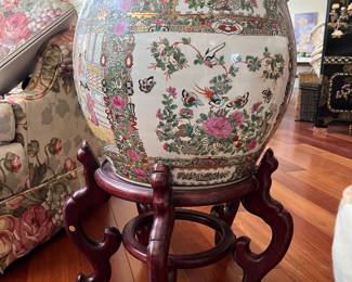Pair of colorful fishbowls with stands. Will sale individually or as a pair.