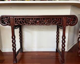 Teak console table. 