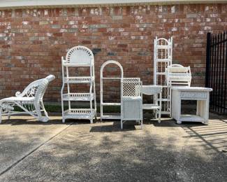 White wicker collection. Sold individually.
