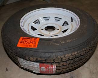 Trailer Tire on wheel, MasterTrack ST205/75r15 8PR