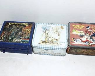 3X Vintage metal Tin Lunchbox/Pencil Case 1990s 1980s