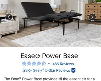 Sealy Ease Power Base Adjustable Bed with Queen Mattress - great condition