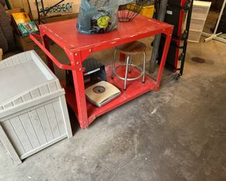 rolling metal cart, patio storage, 