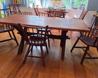 Rustic Antique Hand-Hewn X-Base dining table
