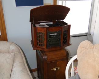 Waterfall nightstand and some one fun stereo system