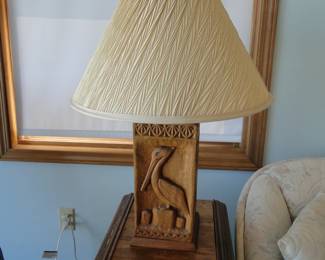And a hand carved Pelican lamp
