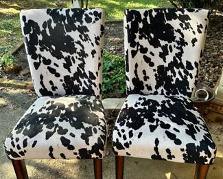 Faux Cowhide dining chairs