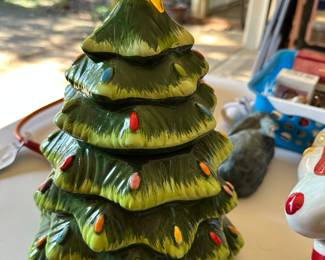 Christmas tree cookie jar