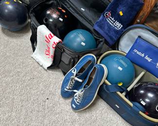 Bowling shoes, balls and equipment 