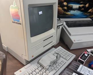 Apple Computer with keyboard, mouse and printer