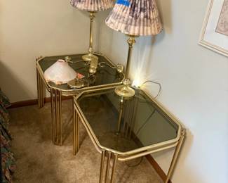 glass tables, lamps