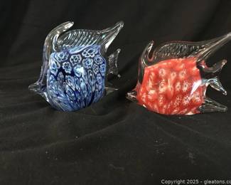 Murano Style Millifiori Hand Blown Glass Angel Fish