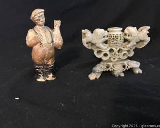 Seroco Composit Wood Fisherman Soapstone Foo Dog Incense Burner
