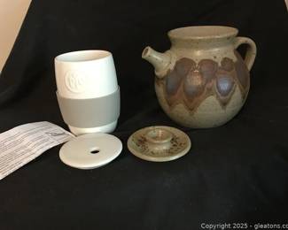 Pampered CHef Egg Cooker Signed Pottery