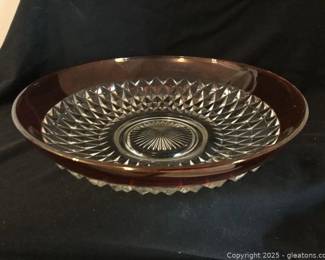 Vintage Indiana Glass Diamond Point Ruby Band Bowl