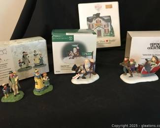 Dept 56 Winter Sleigh Ride and Happy New Year and The House that Love Built and At the Chapel