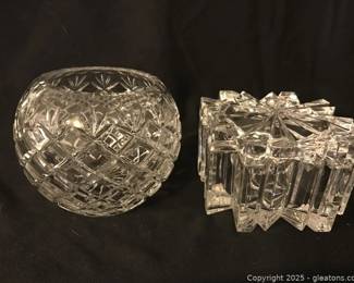 Brilliant Cut Glass Rose Bowl Trinket Box