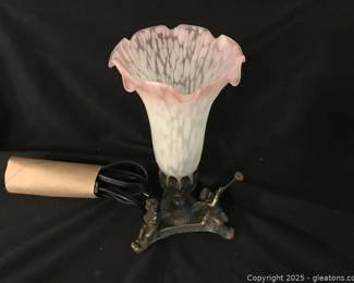 Vintage Pink Trumpet Lily Tiffany Style Lamp