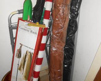 Umbrellas and small yard tools