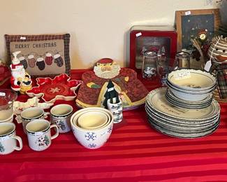Christmas dishes and decorations