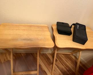 2 wooden tv trays