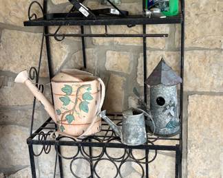 Wine rack
Clay pot trays
Water cans 
Bird house