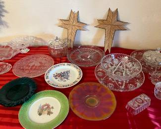 Assortment of serving plated