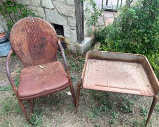 Vintage chair and desk frame. 