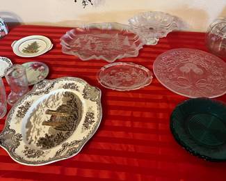 Large assortment of serving plates and bowls 
