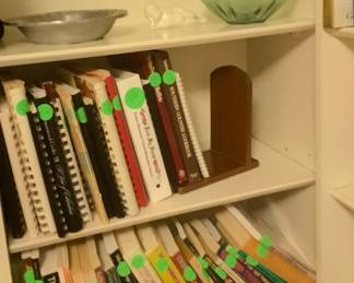 Decorative items with lots of great cook books.