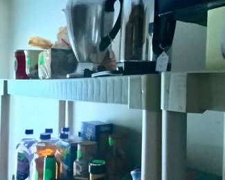 Vintage percolators on top. 