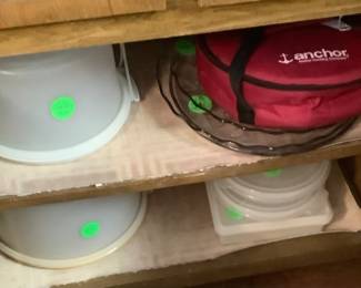 More Tupperware cake plates, Pyrex bowl in a insulated bag.