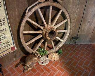 Antique wagon wheel. 