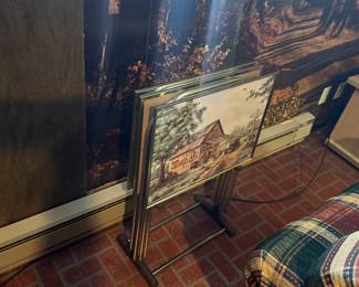 Unique vintage TV tables with storage rack.
