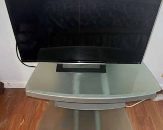 NFF044 Double Layered Glass Nightstand with Sony TV