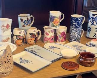 NFF117- Beautiful English & Asian Tea & Coffee Cups W/ Sushi Plates 