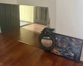 NFF142- Large Mirror & Framed Art W/ Small Mirror