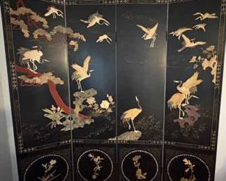 NFF027 Vintage Coromandle Four-panel Lacquer Screen