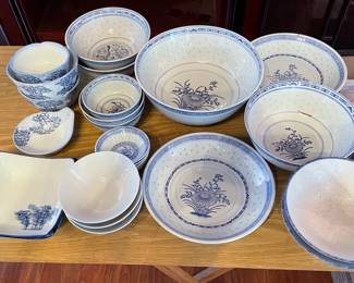 NFF114 - “Rice Pattern” Dinnerware & Other Assorted Asian Dishes 